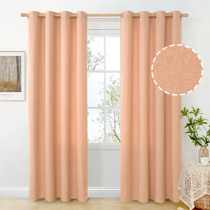 BGment Oatmeal Linen Curtains 84 Inch Length 2 Panels Set for Living Room