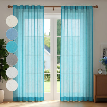 Deconovo Light Filtering Sheer Curtains 72 Inches Long for Living Room
