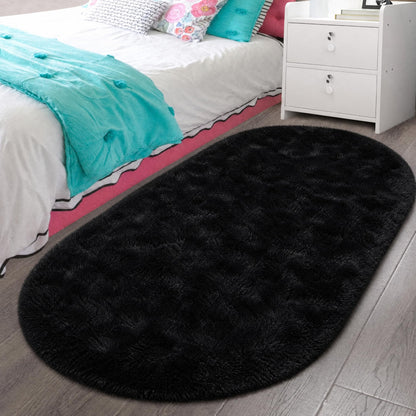 LOCHAS Bedroom Rug 2.6' x 5.3', Grey Fluffy Shaggy Area Rug for Kids Room