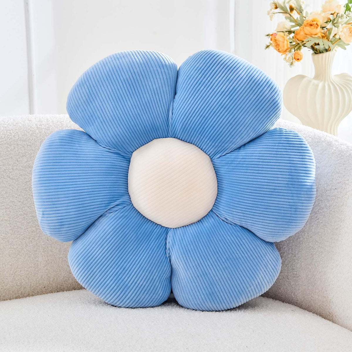 Kcvvcr Flower Throw Pillow, Soft White 14.9" Shaped Floor Pillow for Home Decor, Cute Aesthetic Plush Decorative Pillows for Bed, Sofa, Couch