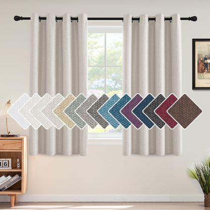 H.VERSAILTEX Linen Blackout Curtain 84 Inches Long for Bedroom/Living Room Thermal Insulated Grommet Linen Look Curtain Drapes Primitive Textured Burlap Effect Window Drapes 1 Panel - Heather Ivory