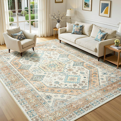 Lofus 5x7 Area Rugs for Living Room Bedroom, Soft Boho Carpet Floral Brown