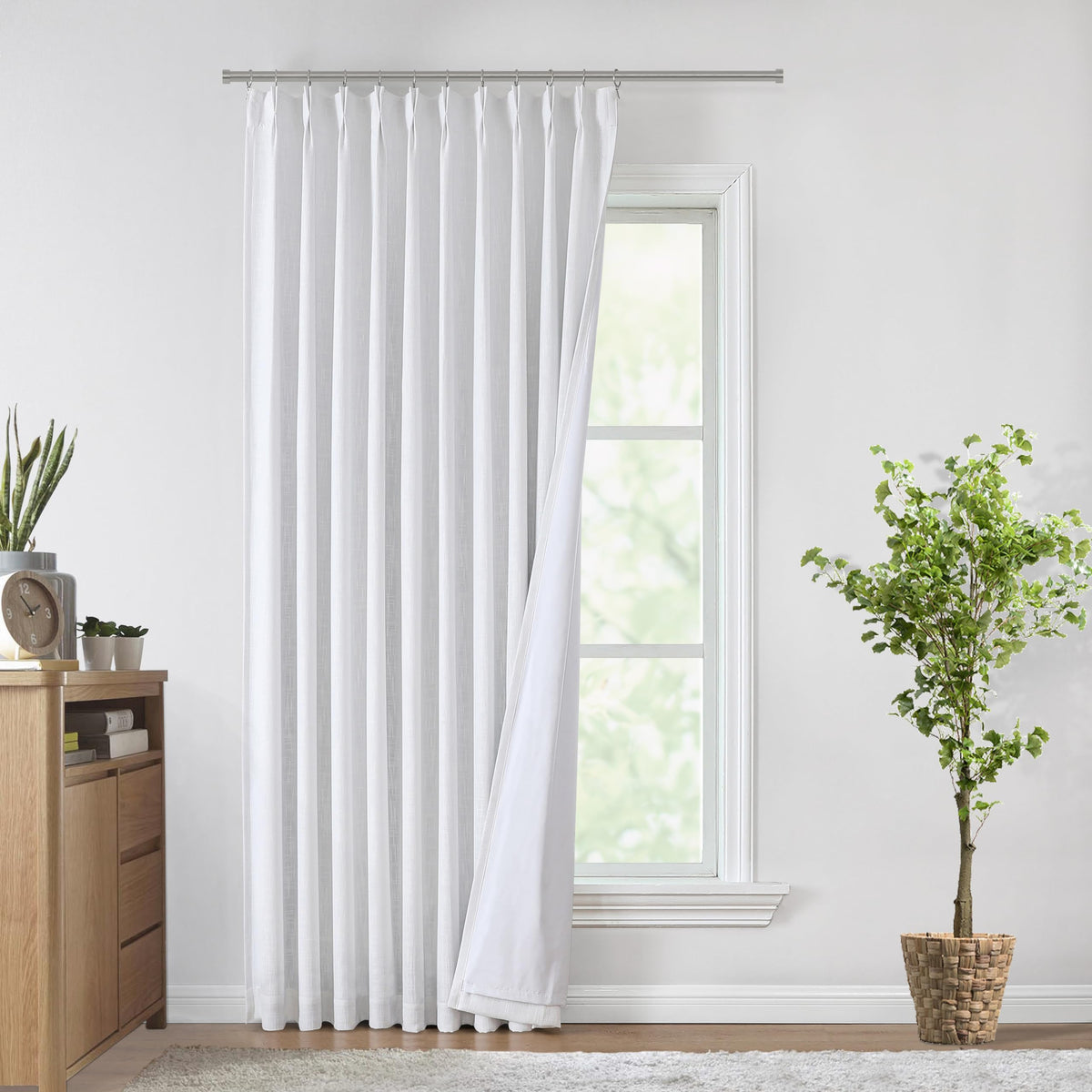 Vision Home Sand Pinch Pleated Full Blackout Curtains Linen Blended Room Darkening Window Curtains 95 inch for Living Room Bedroom Thermal Insulated Pinch Pleat Drapes with Hooks 2 Panel 40" Wx95 L