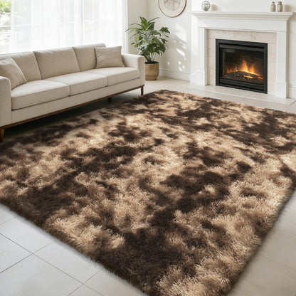 8x10 Fluffy Area Rugs for Living Room,Black Large Shag Area Rug for Bedroom