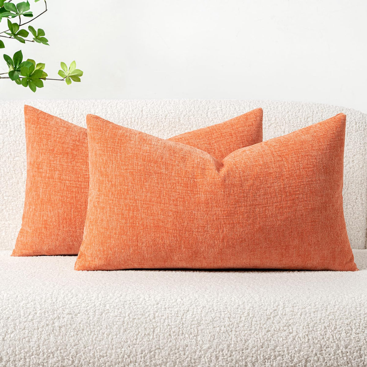 MIULEE Soft Chenille Throw Pillow Covers Sage Green 18x18 Inch Pack of 2