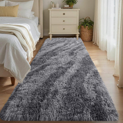 Noahas 2x6 Black Fluffy Soft Runner Rug Non-Slip for Bedroom Dorm Hallway