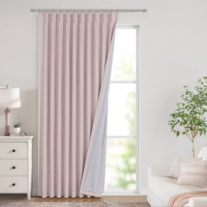 Vision Home Sand Pinch Pleated Full Blackout Curtains Linen Blended Room Darkening Window Curtains 95 inch for Living Room Bedroom Thermal Insulated Pinch Pleat Drapes with Hooks 2 Panel 40" Wx95 L