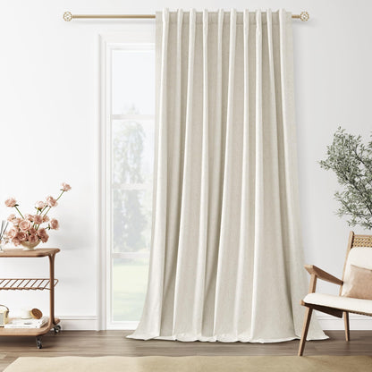 Guken Cream Linen Blackout Curtains 84 Inch Length 2 Panels Set for Living Room Bedroom Back Tab Thermal Insulated 100% Black Out Drapes Room Darkening Window Curtain Ivory Natural Beige