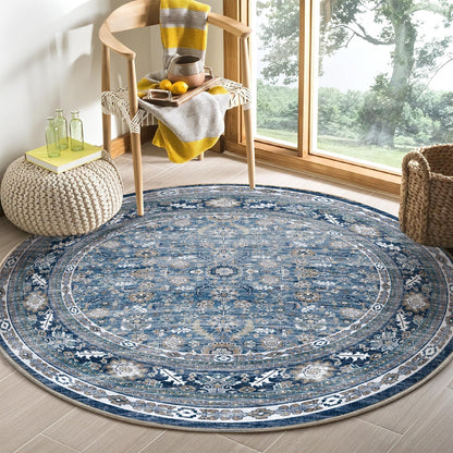 OPPODREAM Vintage Blue Area Rugs 5x7, Washable Rug for Living Room