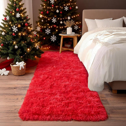 Ultra Soft Runner Rugs for Bedroom Hallways with Upgraded Non-Slip Rubber Backing & Thick Memory Sponge, 2x6 Feet Fluffy Shag Throw Area Rug for Bedside Dorm Dark Grey