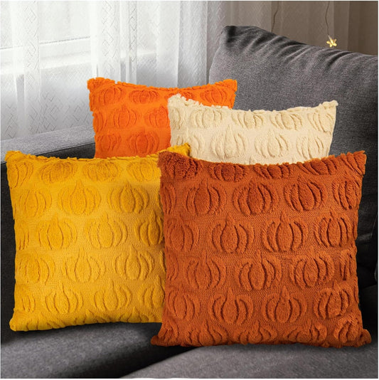 Fall Pumpkin Throw Pillow Covers 18 x 18 Inch Set of 4