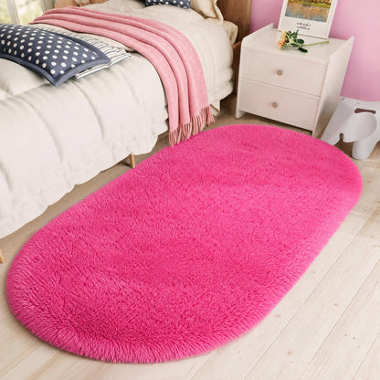LOCHAS Bedroom Rug 2.6' x 5.3', Grey Fluffy Shaggy Area Rug for Kids Room
