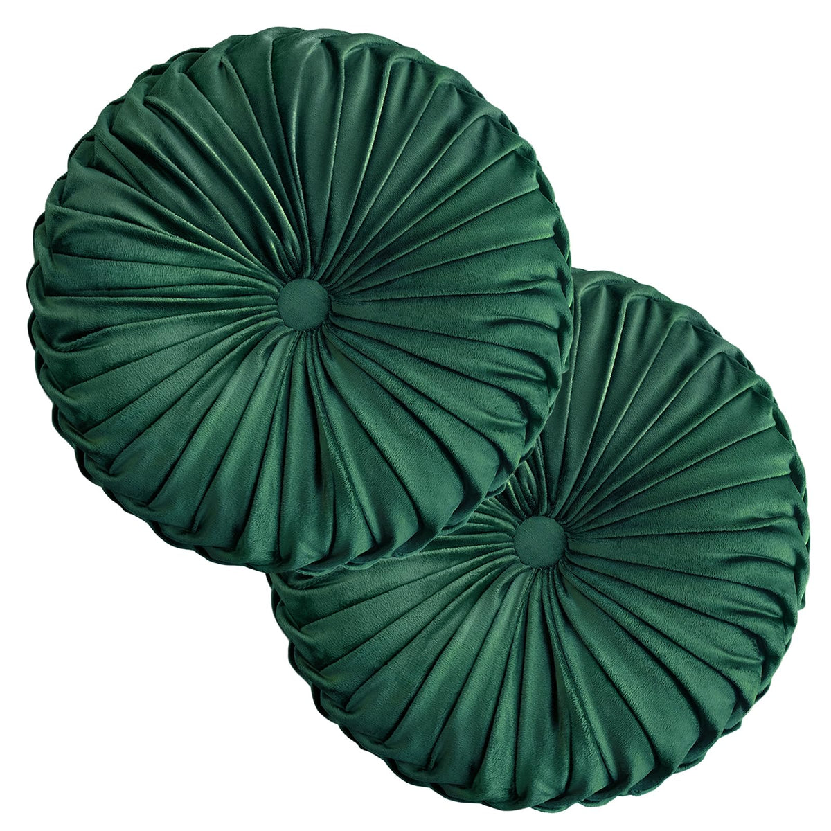 Teieas Round Throw Pillow Velvet Pleated Round Pillow Cushion Light Blue