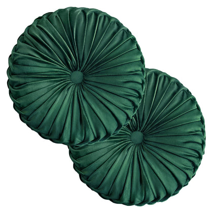 Teieas Round Throw Pillow Velvet Pleated Round Pillow Cushion Light Blue