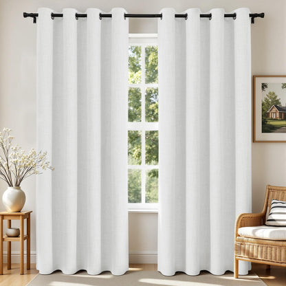 Joydeco Blackout Curtains 84 Inch Long, Linen Black Out Curtains for Bedroom 2 Panels with Grommet, Thermal Insulated, Noise Reducing Room Darkening Drapes Privacy Protection for Living Room Window