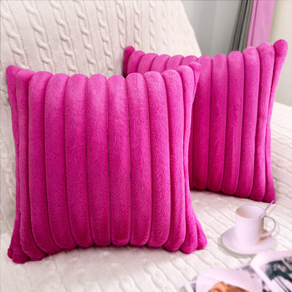 2 Pack 18x18 Pillow Cover Velvet Pillow Covers, Faux Fur Square Throw Pillow Covers for Living Room Decorations Throw Pillow Case, Throw Pillow Cover Cushion Cover for Home Sofa Bedroom Car, Pink