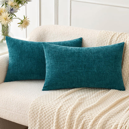 MIULEE Soft Chenille Throw Pillow Covers Sage Green 18x18 Inch Pack of 2