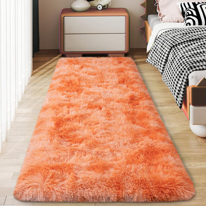 Ultra Soft Runner Rugs for Bedroom Hallways with Upgraded Non-Slip Rubber Backing & Thick Memory Sponge, 2x6 Feet Fluffy Shag Throw Area Rug for Bedside Dorm Dark Grey