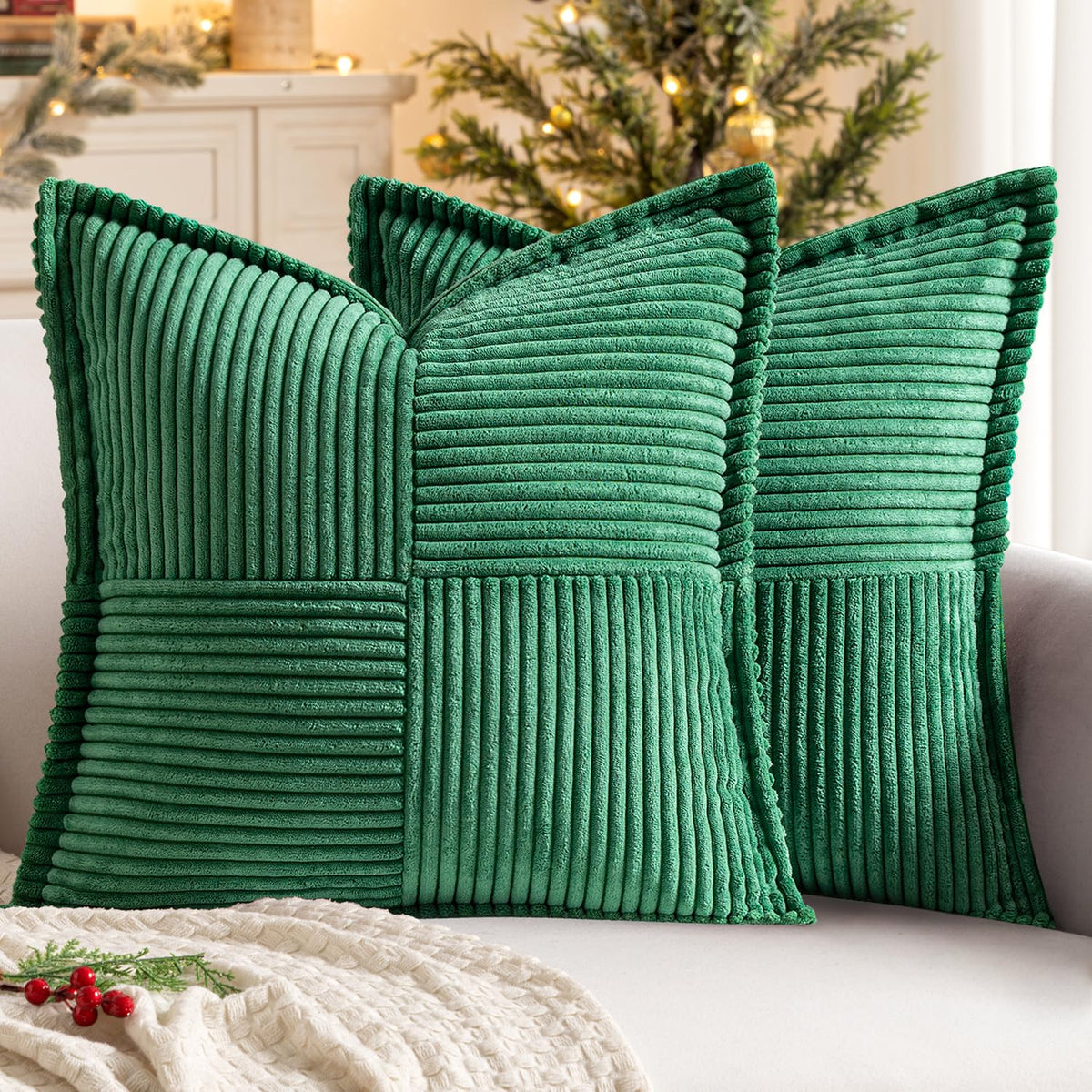 MIULEE Decorative Throw Pillow Covers for Couch 18x18 Inch Beige 2 Pack