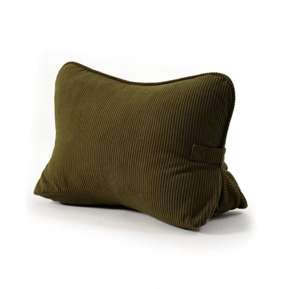 Pat. Pend. Corduroy Ergonomic Lumbar Support Pillow for Sitting Support, Triangle Back Cushion for Sofa, Armchair & Bed, Washable Cover, Avocado Green