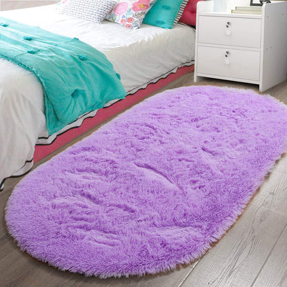 LOCHAS Bedroom Rug 2.6' x 5.3', Grey Fluffy Shaggy Area Rug for Kids Room