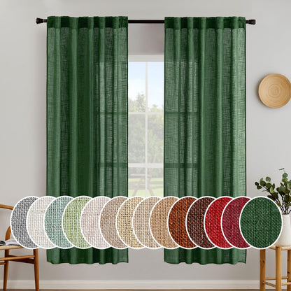 MIULEE Natural White Linen Curtains 52x84 Inch Long for Bedroom Living Room