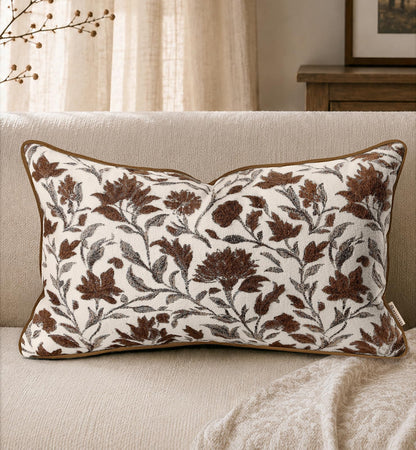 Chenille Throw Pillow Cover, 18x18 Inch, Fall Floral