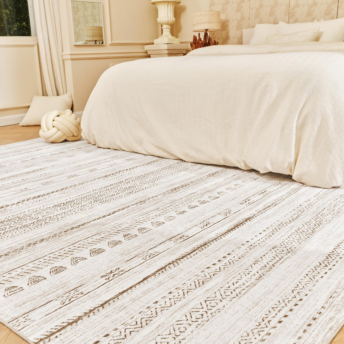 5x7 Area Rugs for Living Room Machine Washable Rug Distressed Indoor Carpet Neutral Moroccan Boho Rug Ultra Soft Area Rug for Bedroom Dining Room Playroom Office, Grey