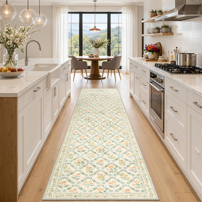 PLHXFR 8x10 Area Rug Living Room: Floral Washable Boho Carpet Dark Green