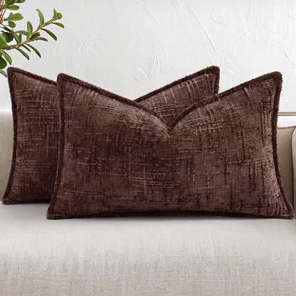 decorUhome Chenille Fall Throw Pillow Covers 18x18 Set of 2, Mustard Yellow