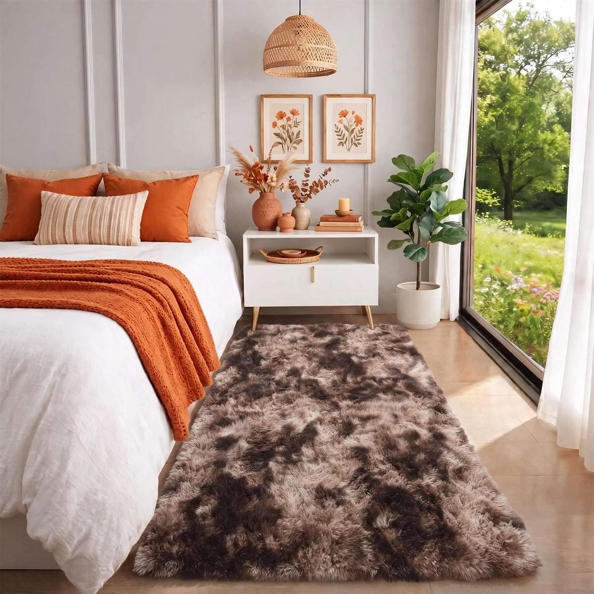 Fluffy Grey Rug for Bedroom 4x6, Modern Area Rugs for Kids Room Living Room