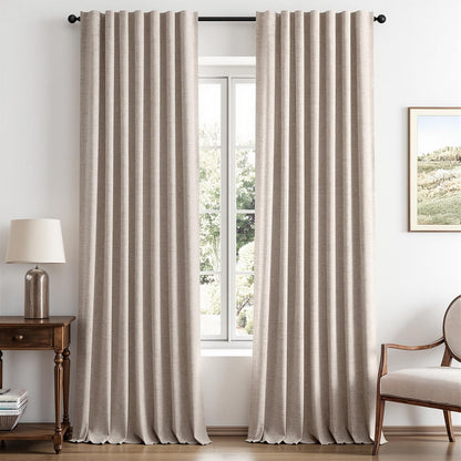 MIULEE 100% Blackout Linen Curtains for Bedroom 42 x 84 Inch Ivory 2 Panels