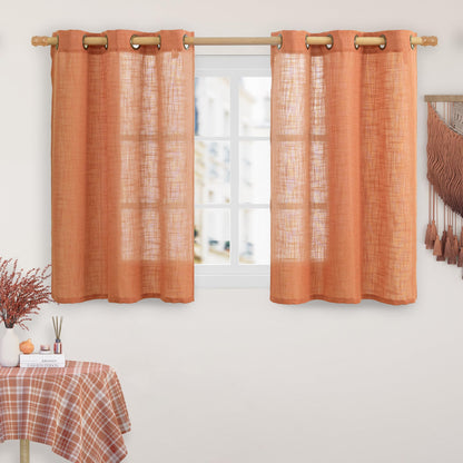 LAMIT Cream Ivory Linen Semi Sheer Curtains 84 inch Length for Bedroom