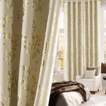 NICETOWN Grey Blackout Striped Pattern Curtains for Living Room, 52 x 84