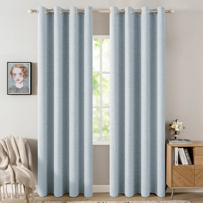 MIULEE 100% Blackout Linen Curtains for Bedroom 52x84 Inches Natural Beige