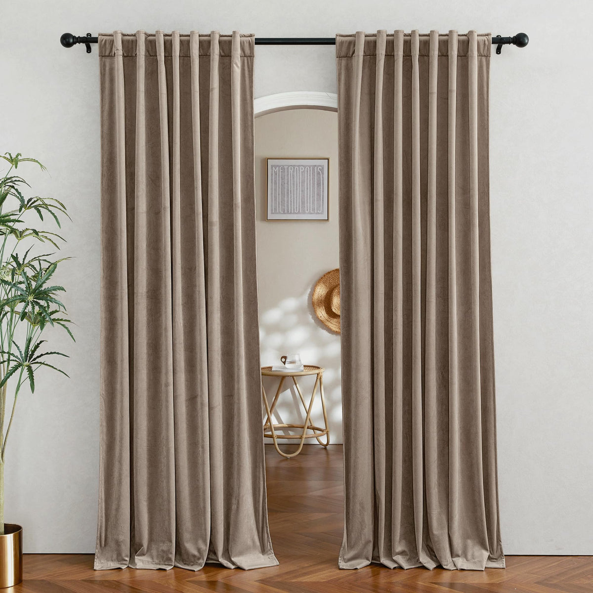 RYB HOME Blue Velvet Blackout Curtains for 84 inches Bedroom Living Room