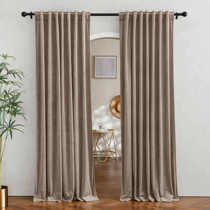 RYB HOME Blue Velvet Blackout Curtains for 84 inches Bedroom Living Room