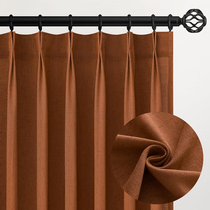 Topfinel Oatmeal Beige Pinch Pleated Curtains 84 Inches Long for Living Room 2 Panels Sets,Stone Washed Linen Earth Tone Decor Back Tab Boho Neutral Greige Earthy Sheer Curtain for Bedroom