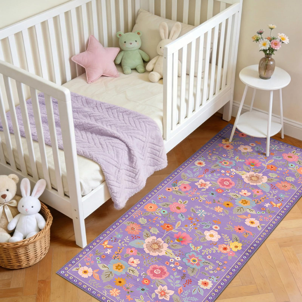 RELEANY Floral Washable 5x7 Area Rugs Pink