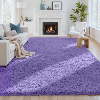 8x10 Fluffy Shag Area Rugs for Living Room Bedroom: Soft Plush Carpet Grey