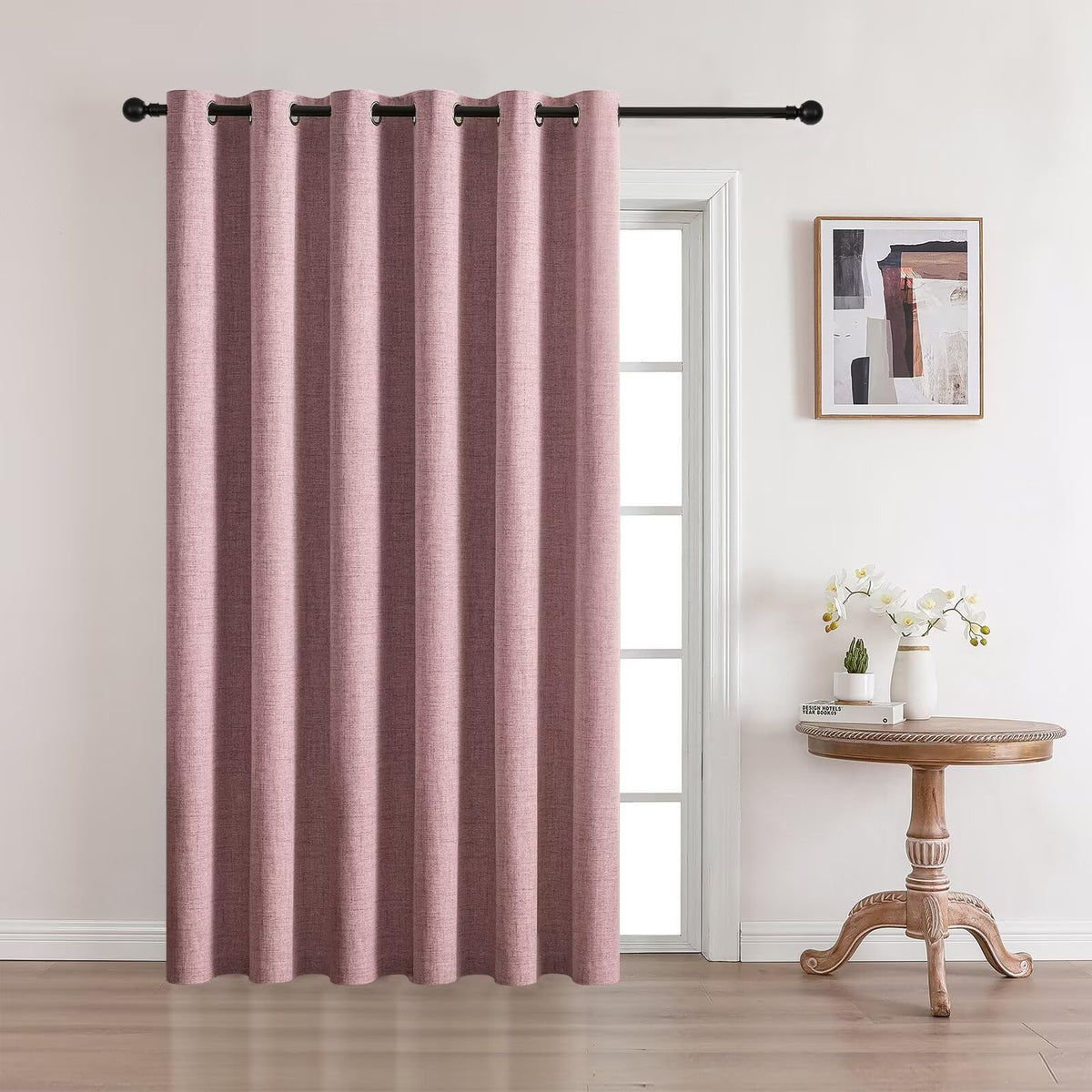 CUCRAF 100% Blackout Window Curtains 84 inches Long 2 Panels Set, Faux Linen Look Thermal Insulated Grommet Drapes, Room Darkening Curtain for Bedroom Living Room(W52 x L84 Inch, Light Khaki)