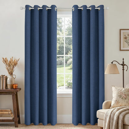 Joydeco 100% Blackout Curtains 63 Inch Length 2 Panels, Greyish White