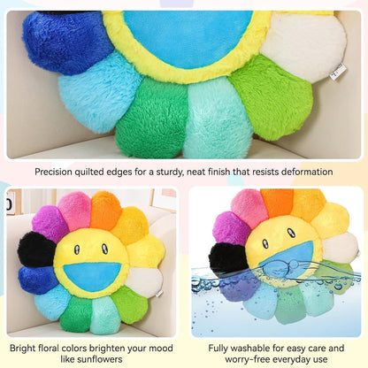 Flower Pillow, Cute Smiley Face Flower Shaped Throw Pillows 15.7In