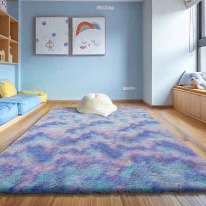 8x10 Fluffy Area Rugs for Living Room,Black Large Shag Area Rug for Bedroom