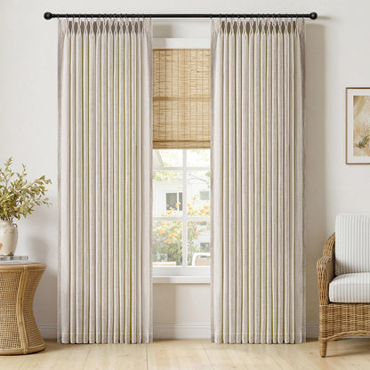 MIULEE Pinch Pleated Linen Curtains 90 Inches Long 2 Panels Natural