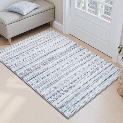 5x7 Area Rugs for Living Room Machine Washable Rug Distressed Indoor Carpet Neutral Moroccan Boho Rug Ultra Soft Area Rug for Bedroom Dining Room Playroom Office, Grey