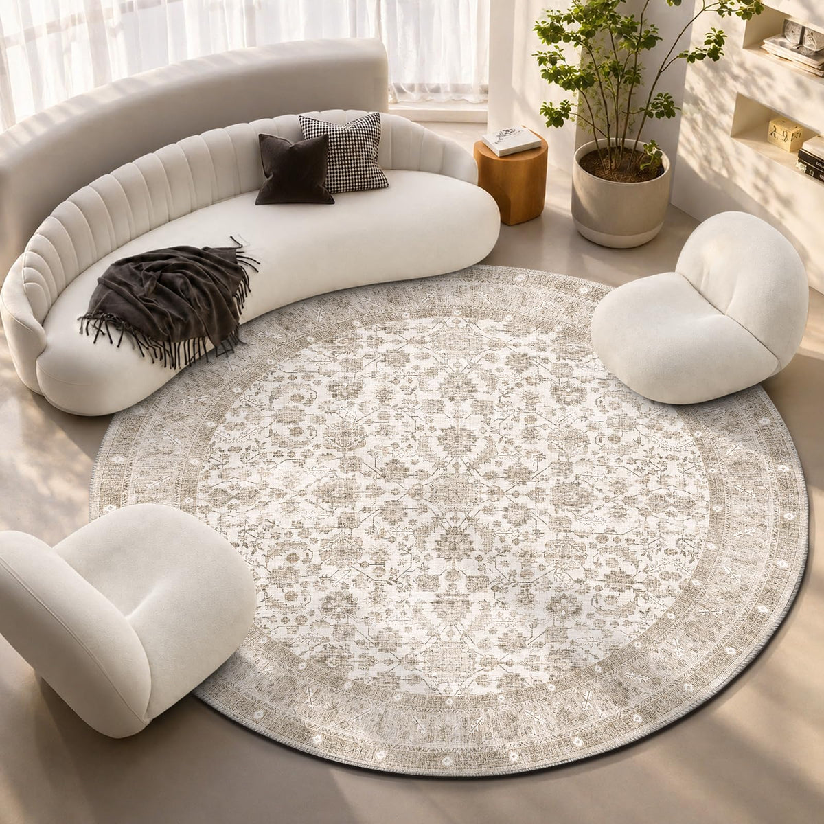OPPODREAM Vintage Blue Area Rugs 5x7, Washable Rug for Living Room