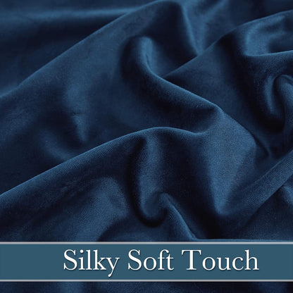 RYB HOME Blue Velvet Blackout Curtains for 84 inches Bedroom Living Room