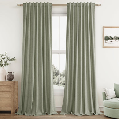 Guken Cream Linen Blackout Curtains 84 Inch Length 2 Panels Set for Living Room Bedroom Back Tab Thermal Insulated 100% Black Out Drapes Room Darkening Window Curtain Ivory Natural Beige