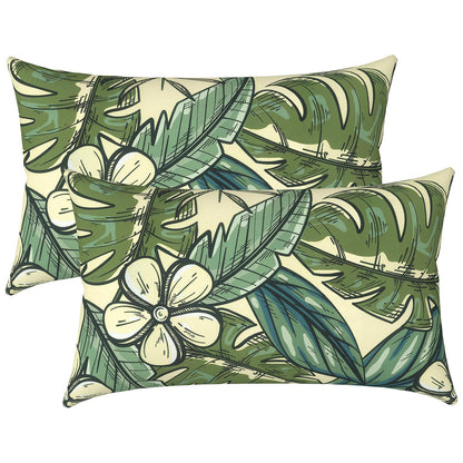 LVTXIII Set of 2 Patio Lumbar Pillows, 12" x 20" Fade Resistant Outdoor Lumbar Pillow with Inners, Fluffy Decorative Garden Lumbar Cushions for Home Patio Coach Sofa Use, Jacobean Black